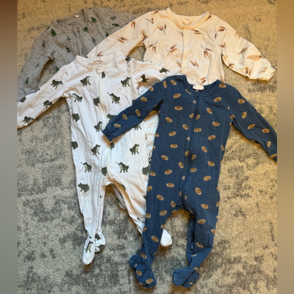 Bundle of 4 Firsts by Petit Lem footie pajamas sleepers